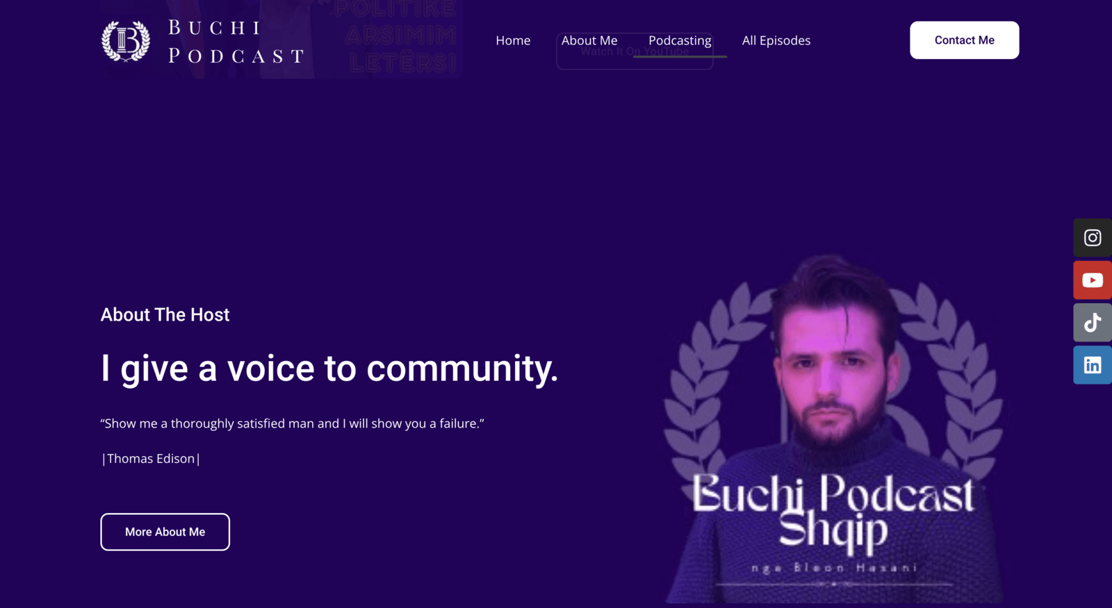 Buchi Podcast website portfolio layout design by Influneti