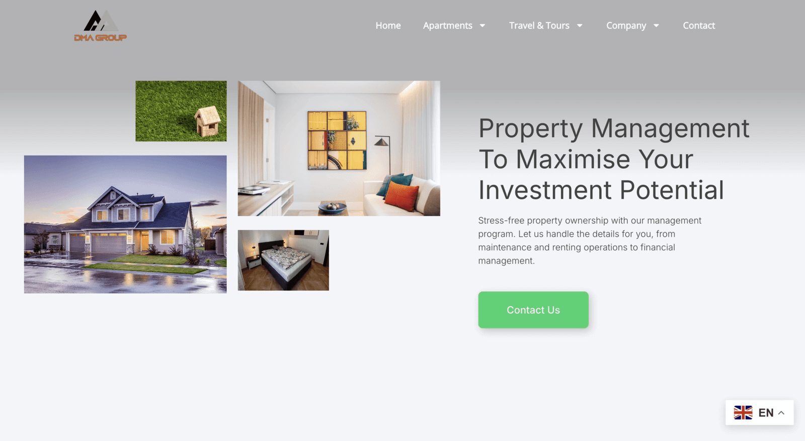 DMA Group corporate website layout and branding by Influneti