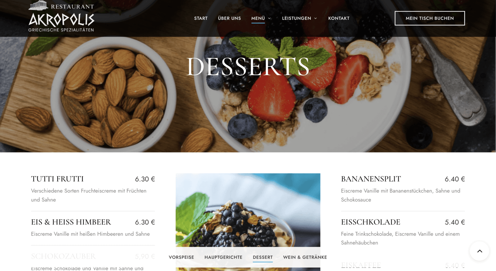Restaurant Akropolis online portfolio website design by Influneti