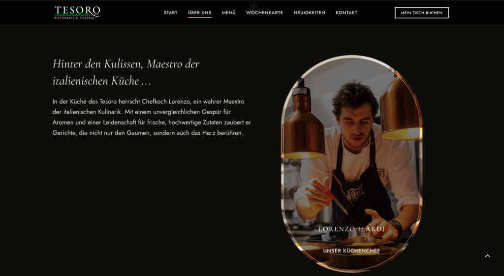 Tesoro Restaurant digital presence and online web portfolio by Influneti