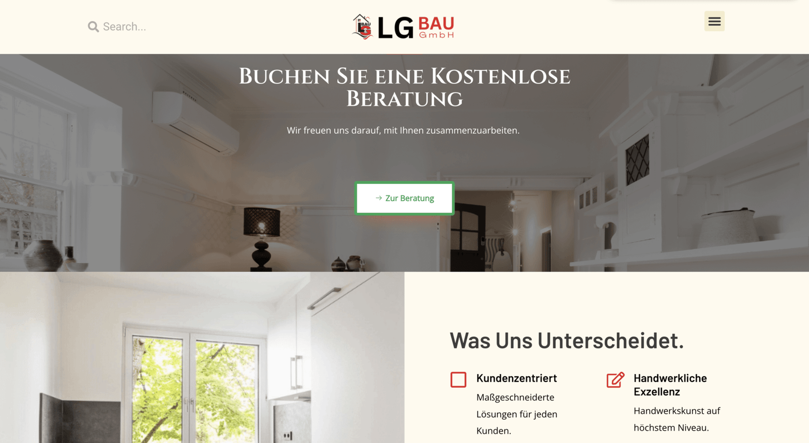 LG Bau Berlin online portfolio and website architecture by Influneti