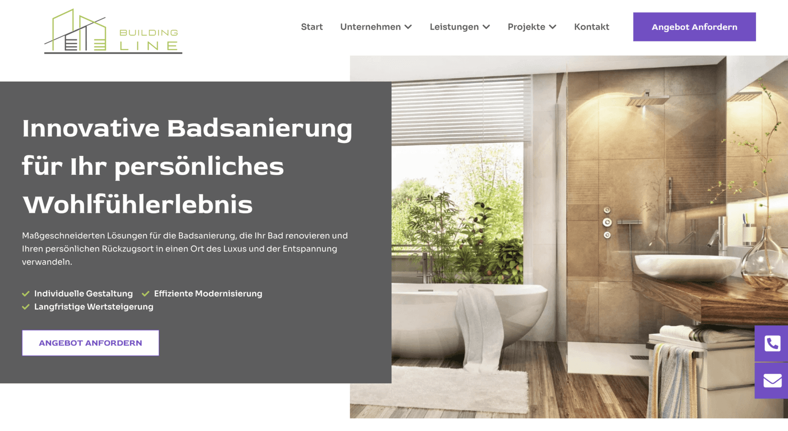 Building Line website interface design and development by Influneti