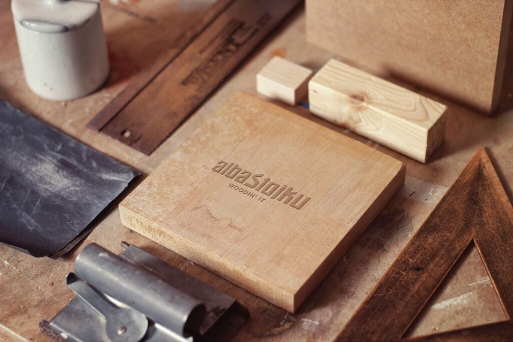 Albastojku wood texture branding presentation by Influneti