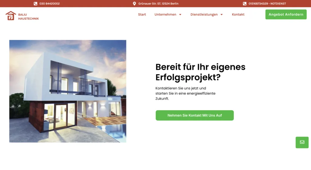 Baliu Haustechnik digital presence and online web portfolio by Influneti