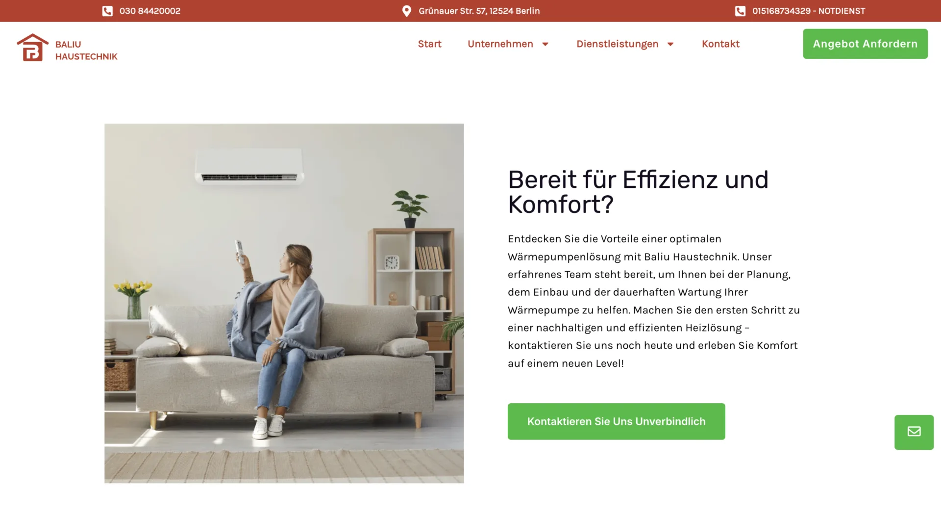 Baliu Haustechnik modern digital presence and website branding by Influneti