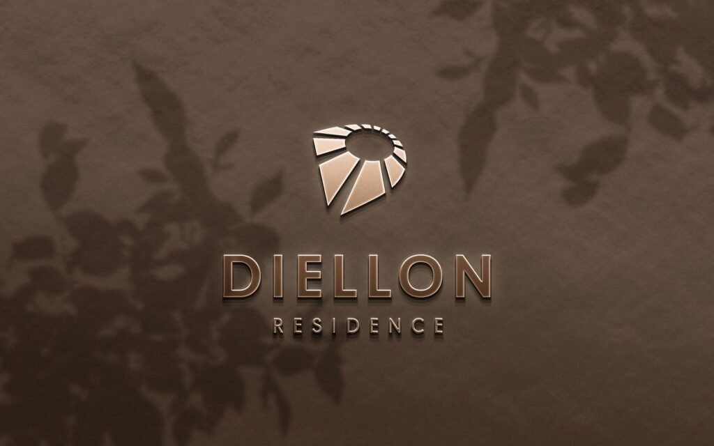 Diellon embossed copper logo and brand identity design by Influneti