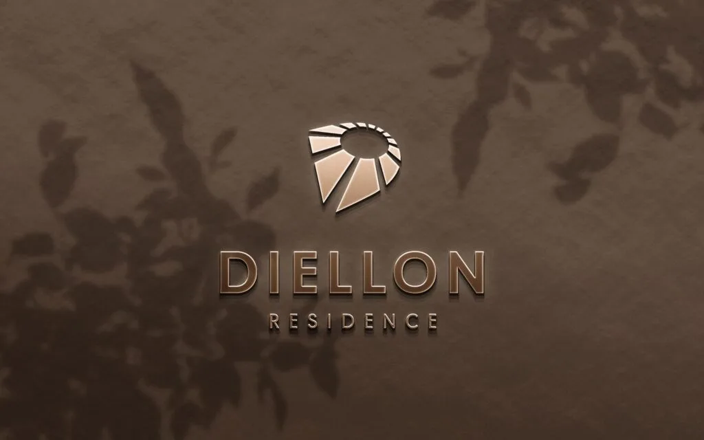 Diellon embossed copper logo and brand identity design by Influneti