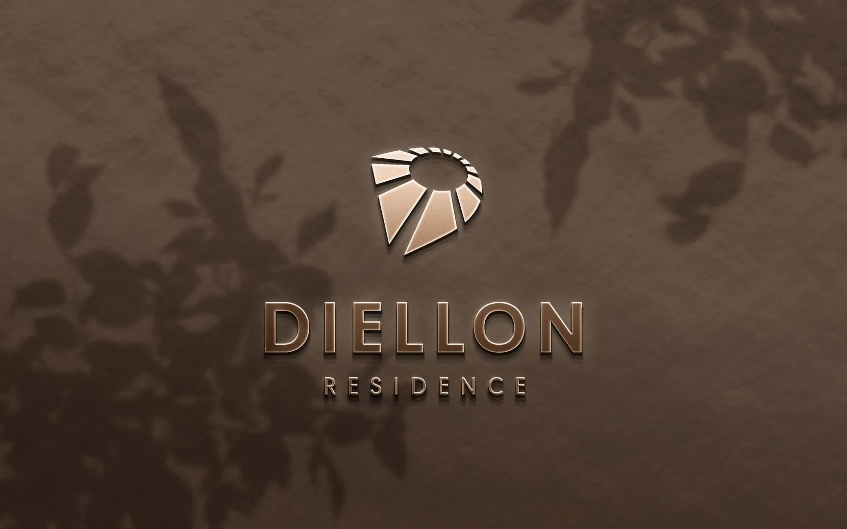 Diellon embossed copper logo and brand identity design by Influneti