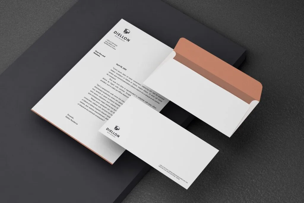 Diellon stationery and letterhead design by Influneti agency